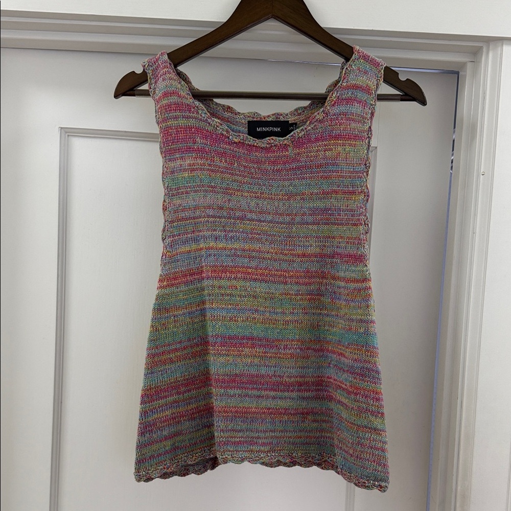 MINKPINK Pastel Striped Knit Tank Top
